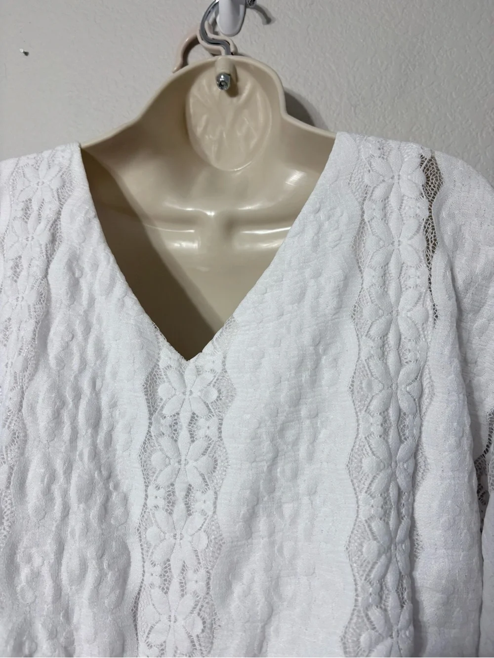 Rabbit White Lace Ethereal Boho Dress Handkerchief Hem Dolman Flutter Sleeves